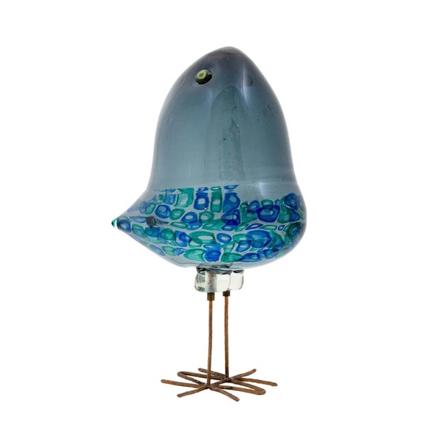 Pulcino blown-glass chick, design Alessandro Pianon, manufactured by Vetreria Vistosi Murano, ca. 1961, blue glass and...
