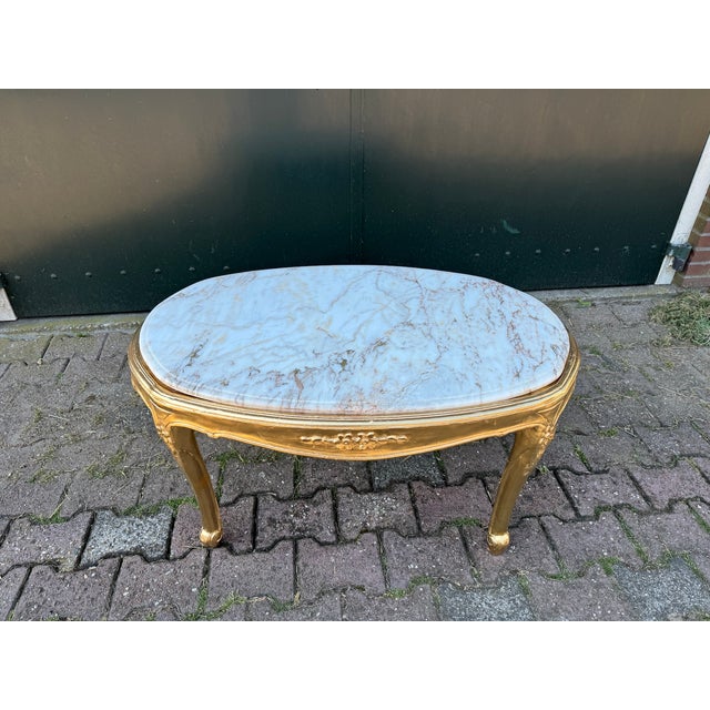 1940s 1940 French Louis XVI Gold Beech Marble Coffee Table - 1 Pc For Sale - Image 5 of 10