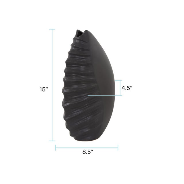 Black Dierks Ribbed Vase- Tall For Sale - Image 8 of 10