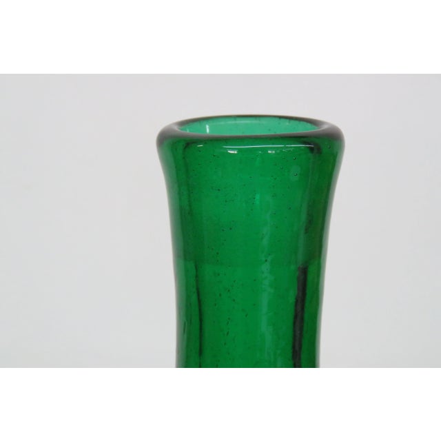 Emerald Green Crackle Glass Decanter Bottle Vase No Stopper For Sale In Miami - Image 6 of 13
