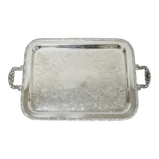 Vintage Victorian Silver Plated Twin Handle Platter Bar Tray by Henley Community For Sale