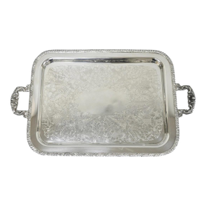 Vintage Victorian Silver Plated Twin Handle Platter Bar Tray by Henley Community