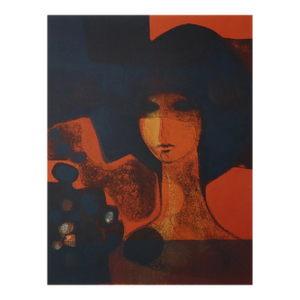 Minaux Original Lithograph Visage Rouge 1967 Signed & Numbered