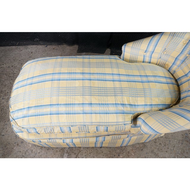 Early 20th-Century Tufted Plaid Chaise Lounge on Turned Mahogany Baluster Legs For Sale - Image 4 of 18
