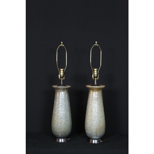 Mid-Century Modern Mezza Murano Style Granite Overlay Lamps - a Pair For Sale - Image 3 of 13