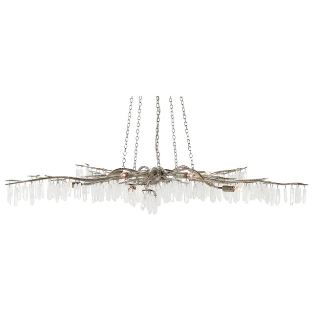 Transitional Currey & Company Forest Light Chandelier, Silver For Sale - Image 3 of 3