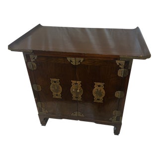 1960s Japanese Pagoda Nightstand with Brass Hardware For Sale