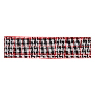 Red and Black Houndstooth Plaid Wired Ribbon 4" x 10yds For Sale