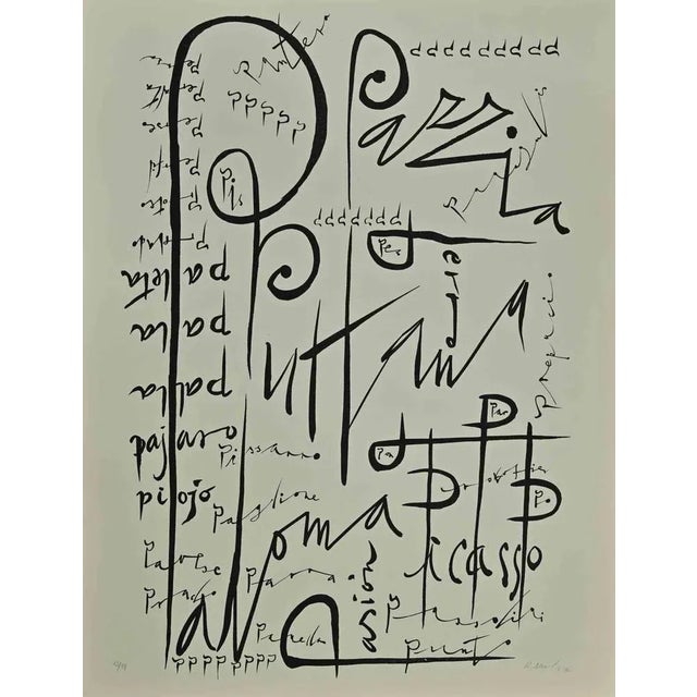 Modern Rafael Alberti, Letter P, Lithograph, 1972 For Sale - Image 3 of 3