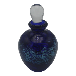 Vintage Handblown Cobalt Blue Art Glass Perfume Bottle With Stopper – Signed & Dated 2002