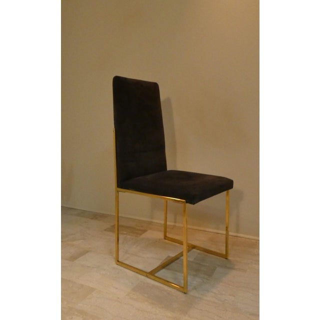 1970s Suede and Gilded Steel Chairs, Italy, 1970s, Set of 6 For Sale - Image 5 of 18
