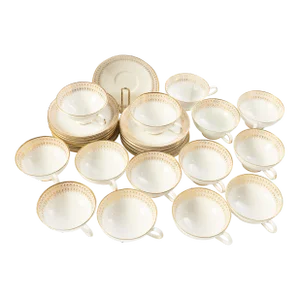 Set of 14 Coalport Bone China "Chateau" Pattern Cups and Saucers