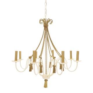 Metal Tassels & Twisted Rope Motive 8 Candles Light Fixture Chandelier For Sale