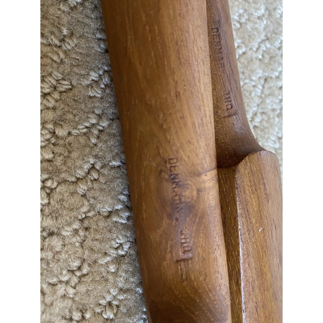 1960s Vintage Pair of Teak Wood Jhq Denmark Salad Servers With Smart Underledge Design For Sale - Image 11 of 12