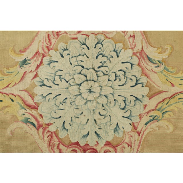 Traditional Antique Aubusson Runner Rug in Gold With Floral Medallion | Rug & Kilim For Sale - Image 3 of 7