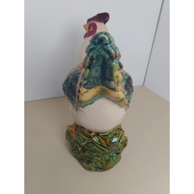 French Country Mid 20th Century French Majolica Hen For Sale - Image 3 of 7