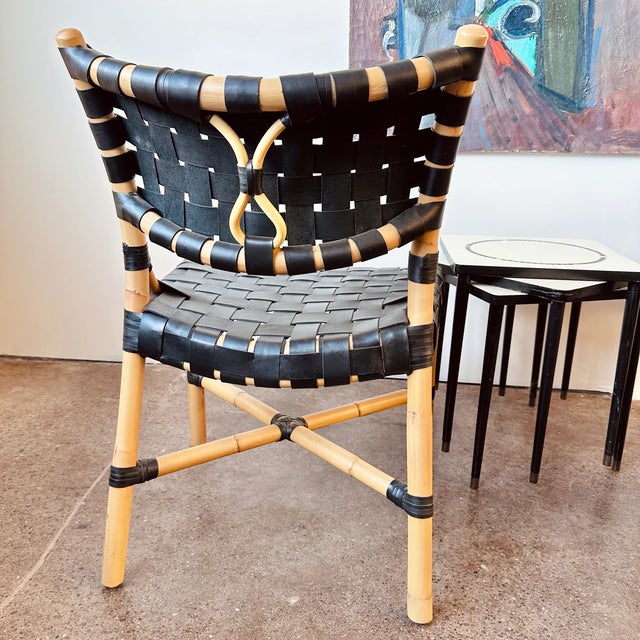 Black Morrison Leather Rattan Black Upholstered Dining Chair For Sale - Image 8 of 12