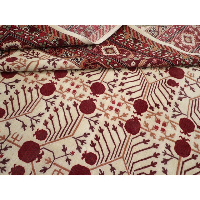 Burgundy Galerie Shabab Collection Mid-20th Century Vintage East Turkestan Khotan Room Size Carpet For Sale - Image 8 of 8