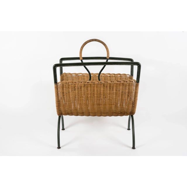Jacques Adnet Leather Steering Magazine Rack by Jacques Adnet, 1950s For Sale - Image 4 of 7