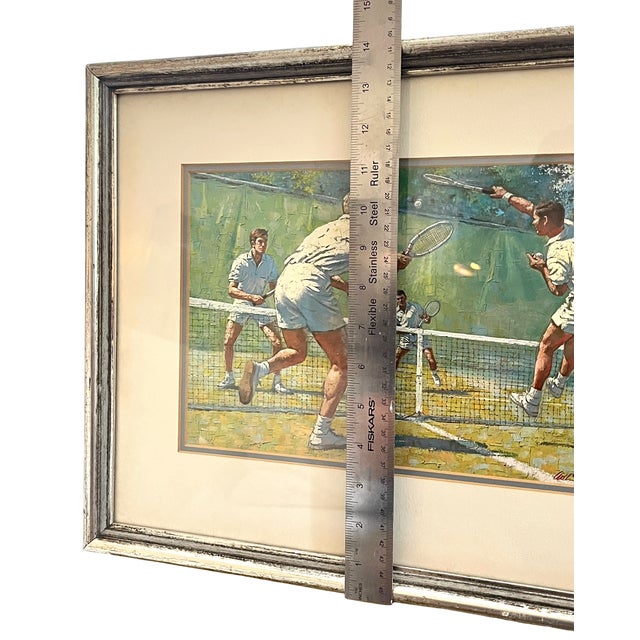 Mid-Century Arthur Sarnoff Tennis Match Fine Art Print in Silver Leaf Frame, 18" X 14" For Sale In Jacksonville, FL - Image 6 of 7