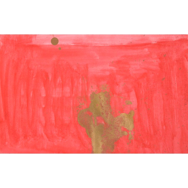 Textile Folded Red and Gold Abstract Expressionist Composition in Acrylic on Paper by Ricardo De Silva For Sale - Image 7 of 8