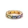 Natural 7.15 cts rainbow sapphire band ring in 14k gold For Sale In New York - Image 6 of 18