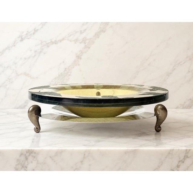 An exceptional large-scale studio glass centerpiece bowl, most likely created around 2000. The substantial, thick-walled...