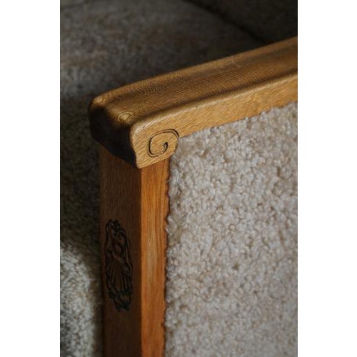 Art Deco Danish Armchairs in Oak and Shearling Lambswool, 1930s, Set of 2 For Sale - Image 15 of 18