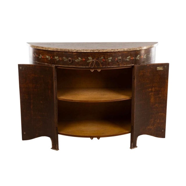 19th C Style Italian Painted Turazza Demilune Console Cabinet.