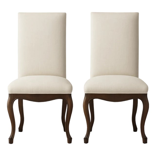 Restoration Hardware Upholstered Linen Side Chairs – Set of 2 For Sale