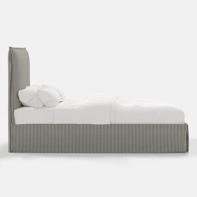 Not Yet Made - Made To Order Stoffer Home x Cloth & Company Maura Slipcover Bed in Jane Stripe Carbon - King For Sale - Image 5 of 6