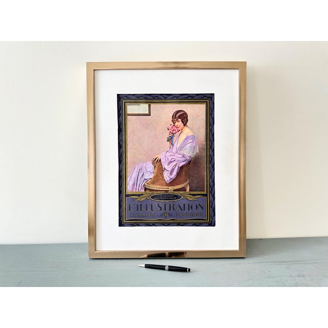 A full page of rare vintage L'illustration magazine cover, published during period of 1843-1955 years. Lithograph...