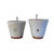 A distinctive pair of handcrafted studio pottery espresso cups featuring sculptural thumbhole handles and a soft, satin...