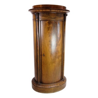 Oval Mahogany Pedestal Cabinet with Carvings, 1820s For Sale