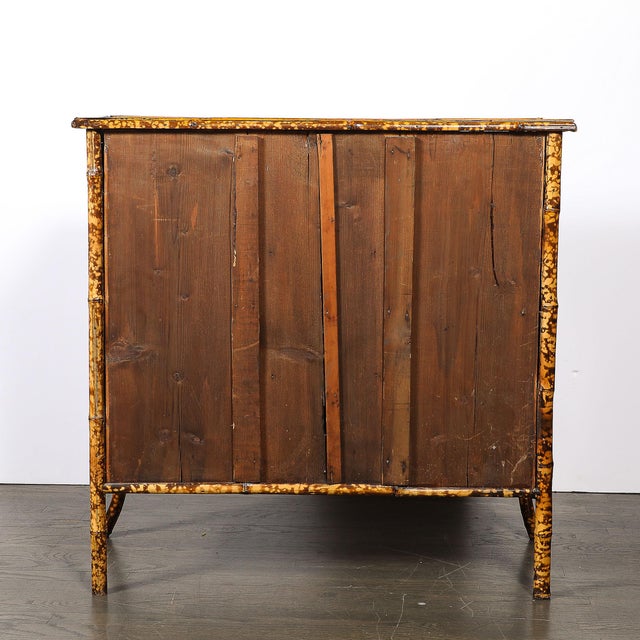 Art Deco Bamboo & Cubist Red & Black Geometric Detailed Gilt Chinoiserie Cabinet For Sale - Image 12 of 18