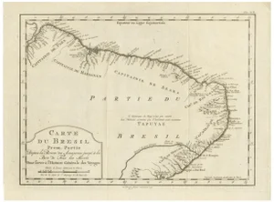 Brazil Coastline Map of Broenner Carte Du Bresil, 1772