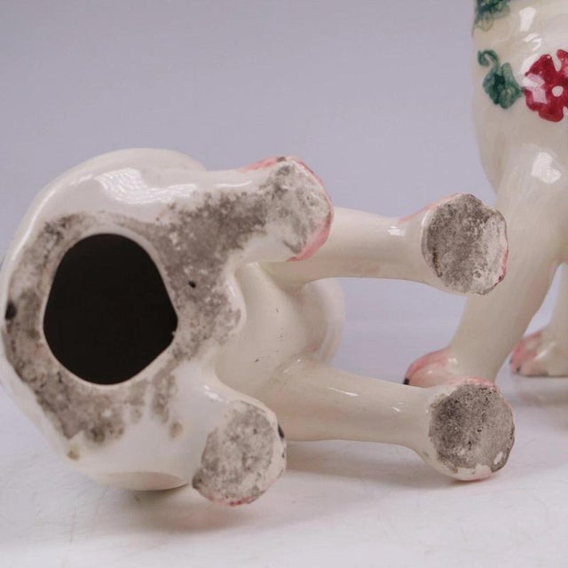 Antique Sponge Ware Pottery Mantel Cats in the style of Wemyss, 1890s, Set of 2 For Sale - Image 9 of 13