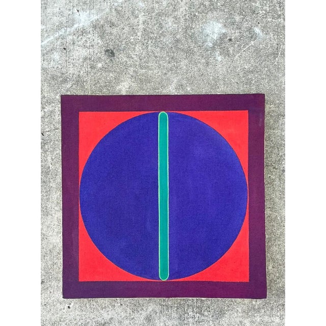 Vintage Geometric Abstract Painting on Canvas For Sale - Image 11 of 12