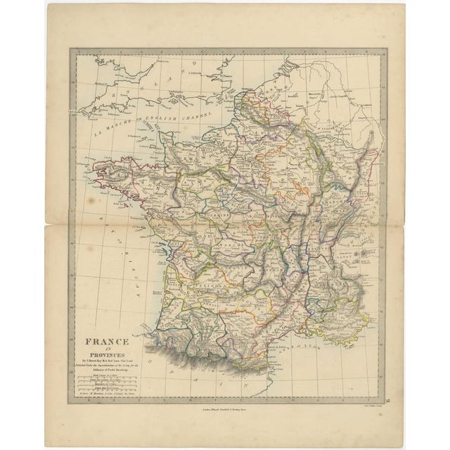 Antique Map of France in Provinces by T. Hewett Key, 1858 For Sale - Image 3 of 9