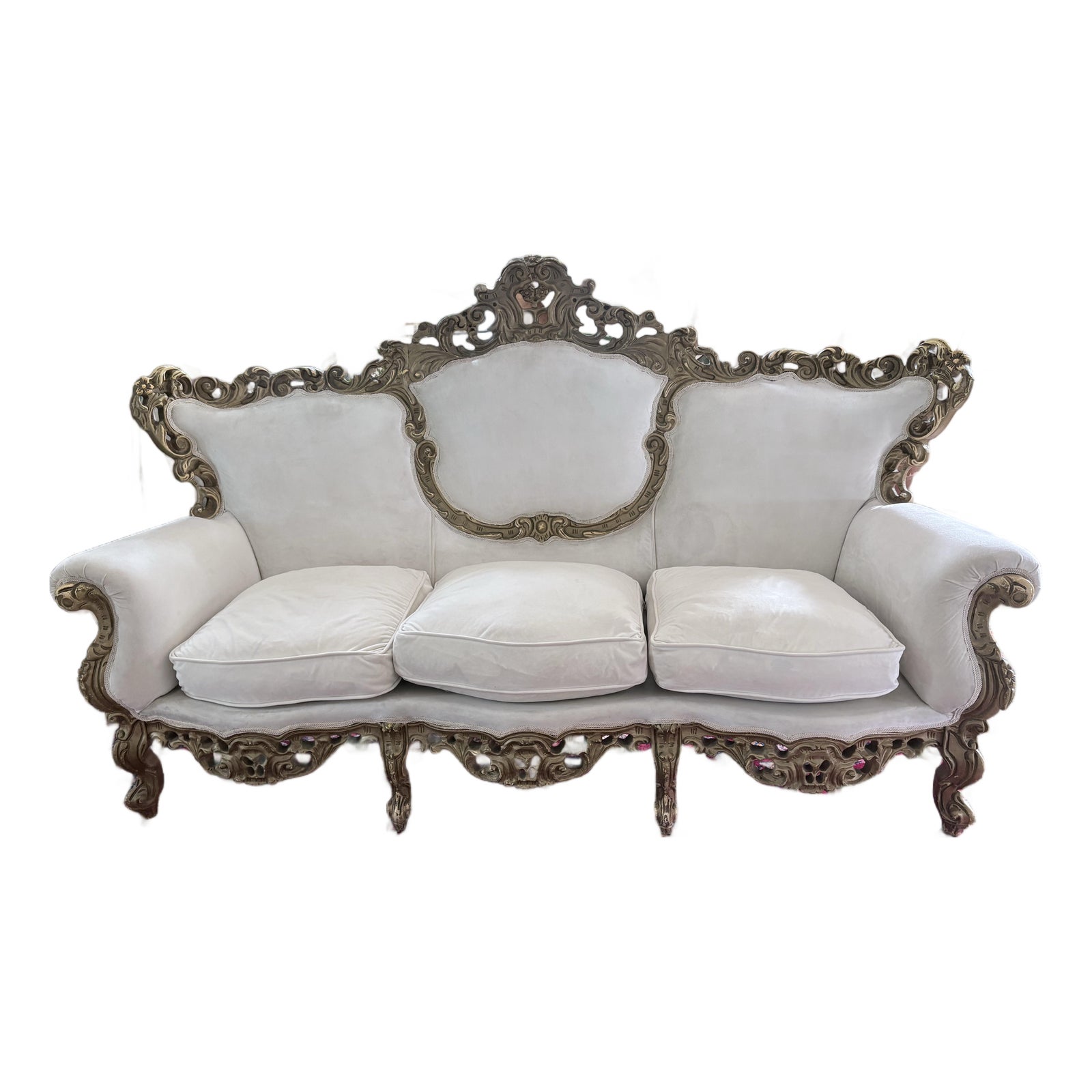 Late 20th Century Rococo Revival Louis XV Style Carved Sofa With Ivory ...