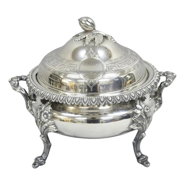 Antique French Regency Baroque Floral Repousse Silver Plated Soup Tureen For Sale