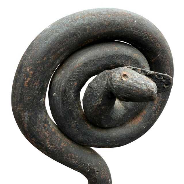 Pair of Hand-Wrought Iron Serpent Andirons, Early 20th Century For Sale - Image 13 of 15