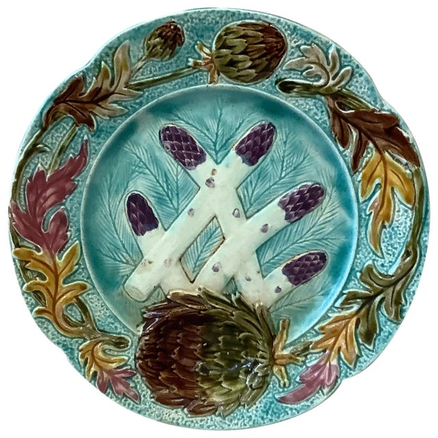 French Majolica Asparagus Plate Orchies, circa 1890 For Sale - Image 11 of 11