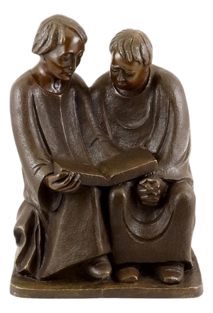 Art Deco Style Reading Monks Sculpture, 20th Century, Bronze