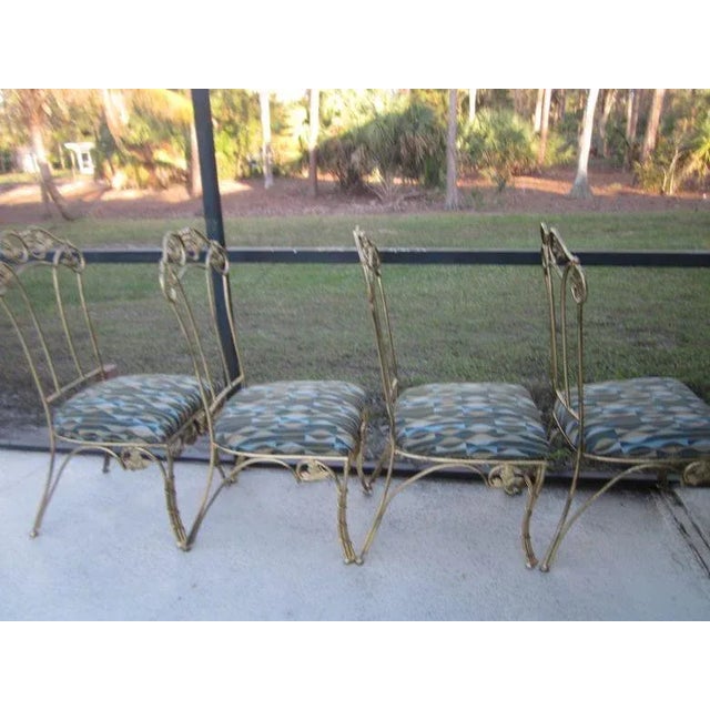 1990s Vintage Gold Metal Dining Chairs with Grape Leaf Design - Set of 4 For Sale In Naples, FL - Image 6 of 13