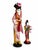 A striking pair of vintage Chinese costume display dolls, presented in contrasting heights on individual black round...