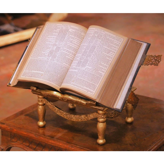 19th Century English Leather Bound Holy Bible With Brass Mounts and Clasps For Sale - Image 9 of 14