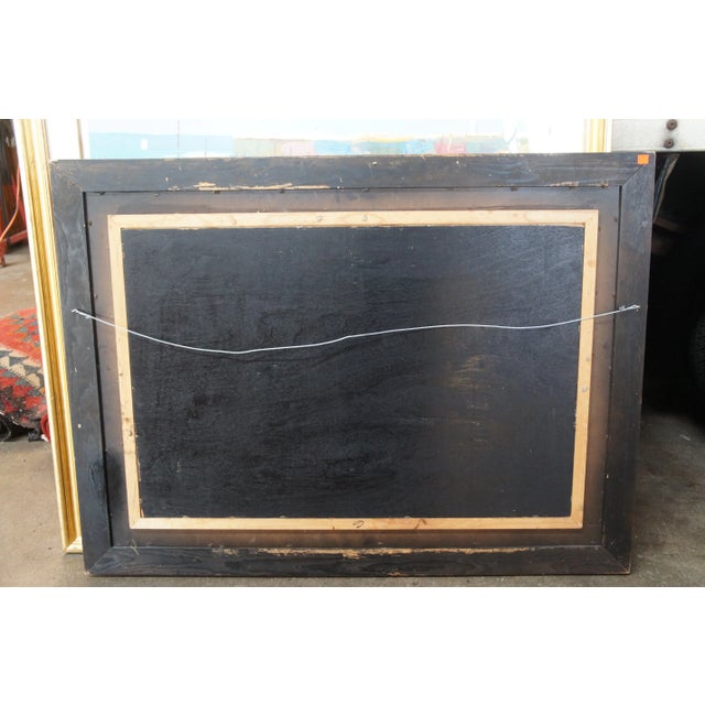 Vintage Tole Hand Painted Woodland Cottage Landscape Framed Metal Toleware 47" For Sale - Image 10 of 12