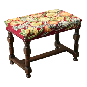 French 19th Century Oak & Needlepoint Stool