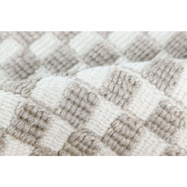 Modern Custom Swedish Style Gray and White Hand-Knotted Wool Runner by Doris Leslie Blau. Size: 1'10" × 7'0" (55 × 213...